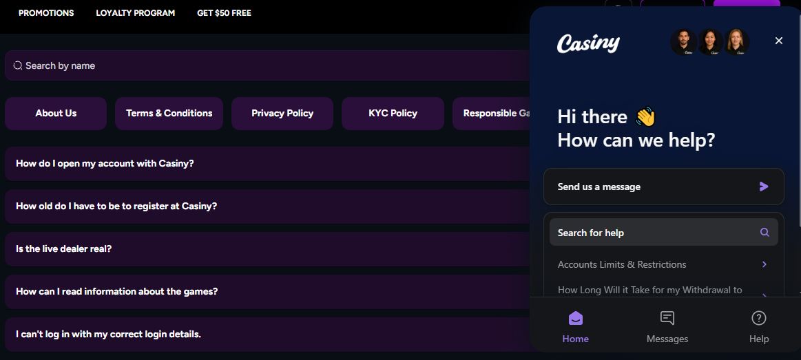Search the FAQ section or send a message to the support team for quick assistance